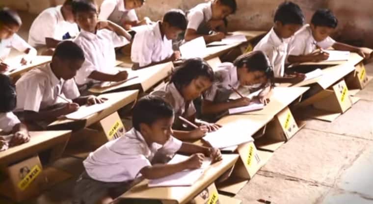 Backpack converts into a desk for children in India