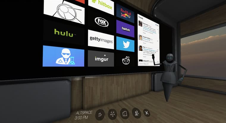 Virtual reality social space lets users share experiences as avatars