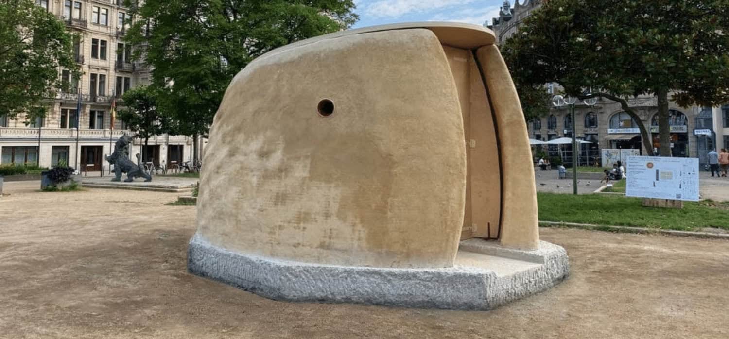 A 3D-printed house made of clay