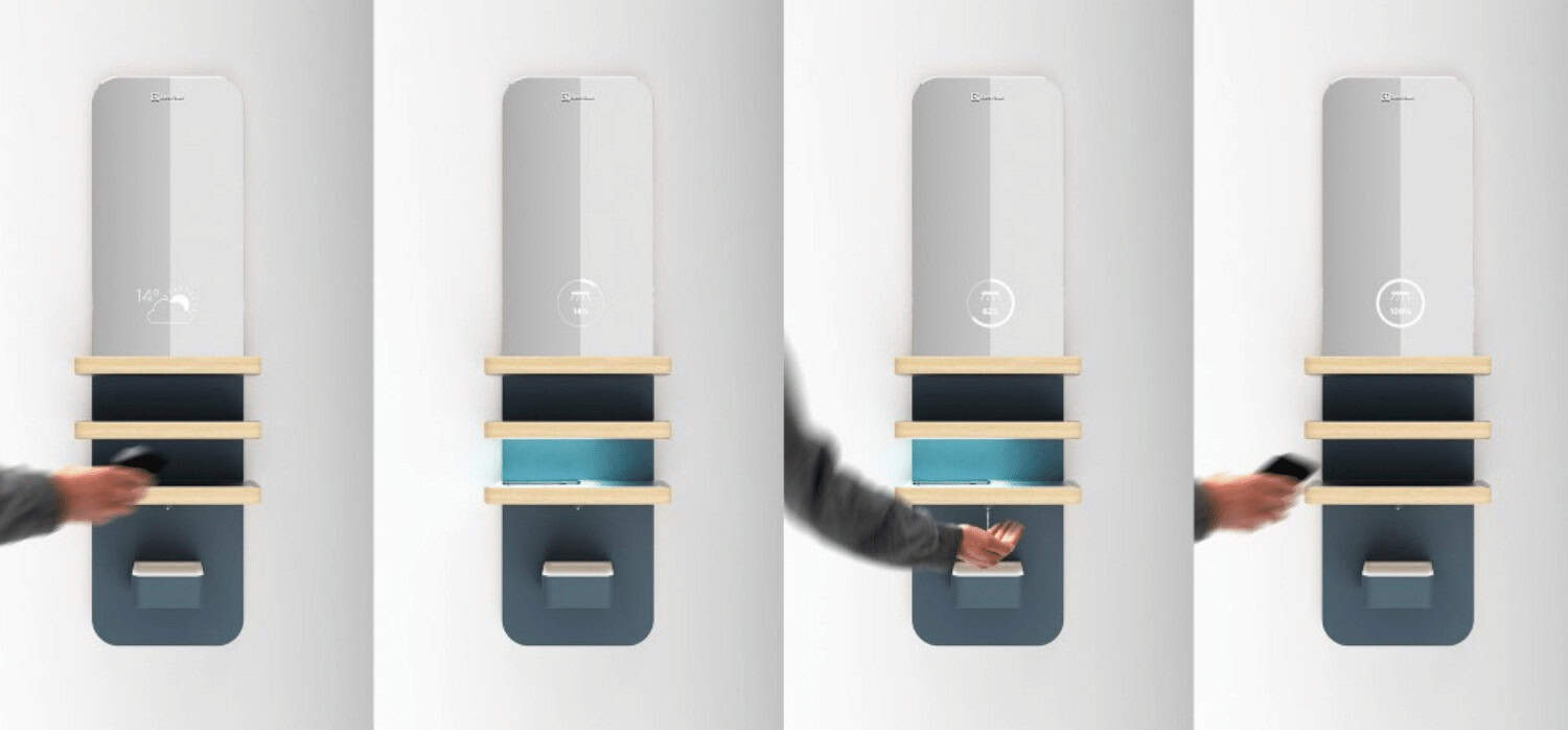 A home sanitisation station that disinfects hands and phones