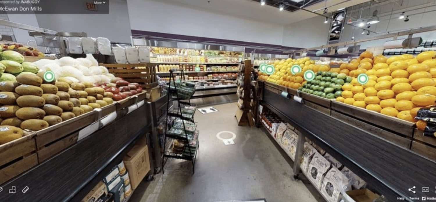 3D grocery shopping experience with virtual aisles