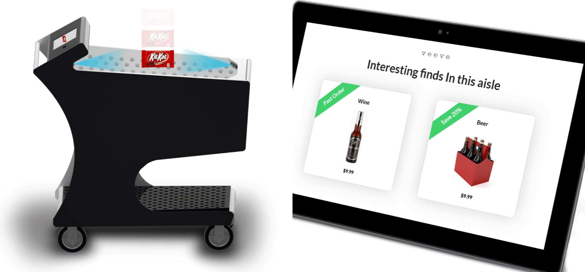 Grocery store coupons delivered in real-time via shopping cart tablets