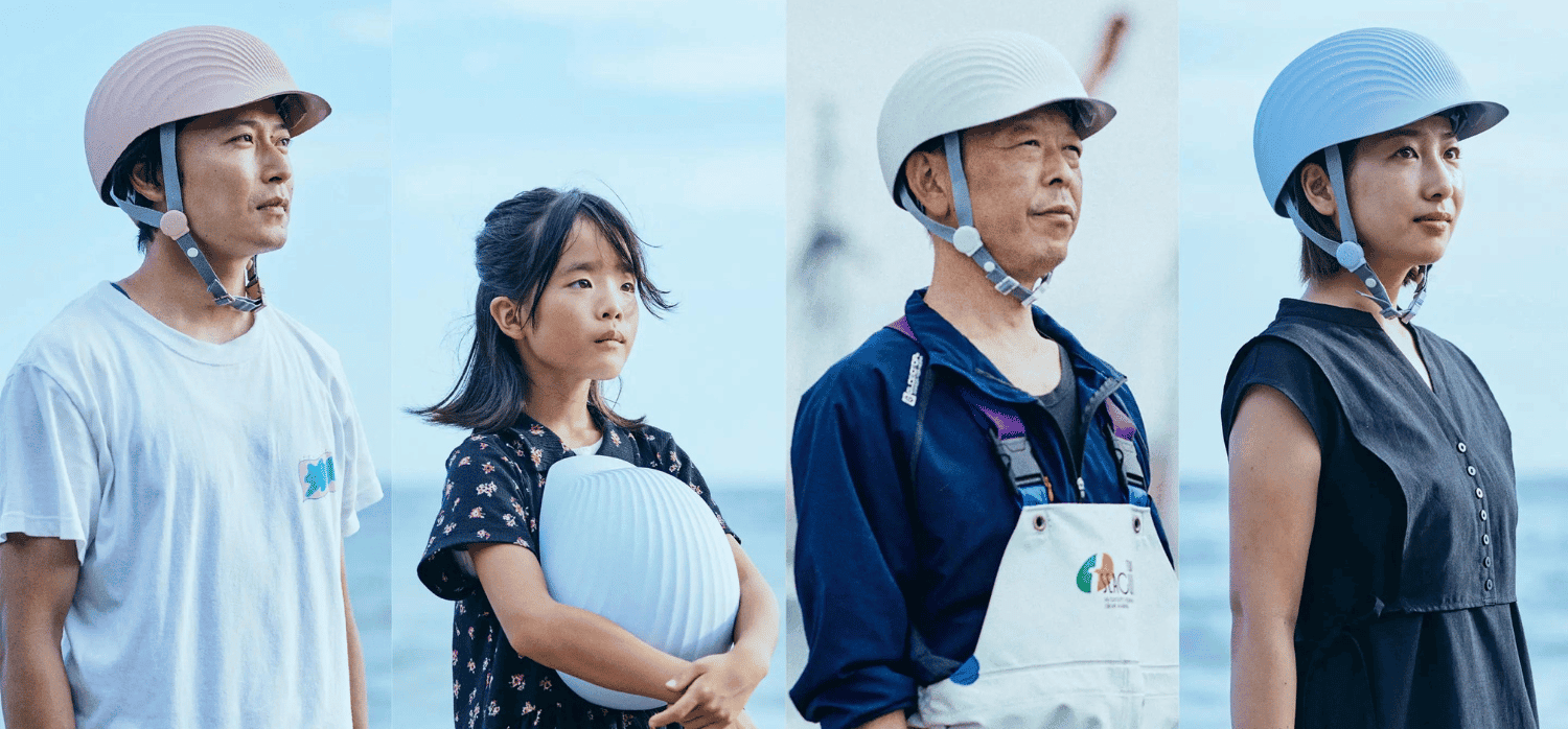 An eco-friendly helmet made from waste scallop shells