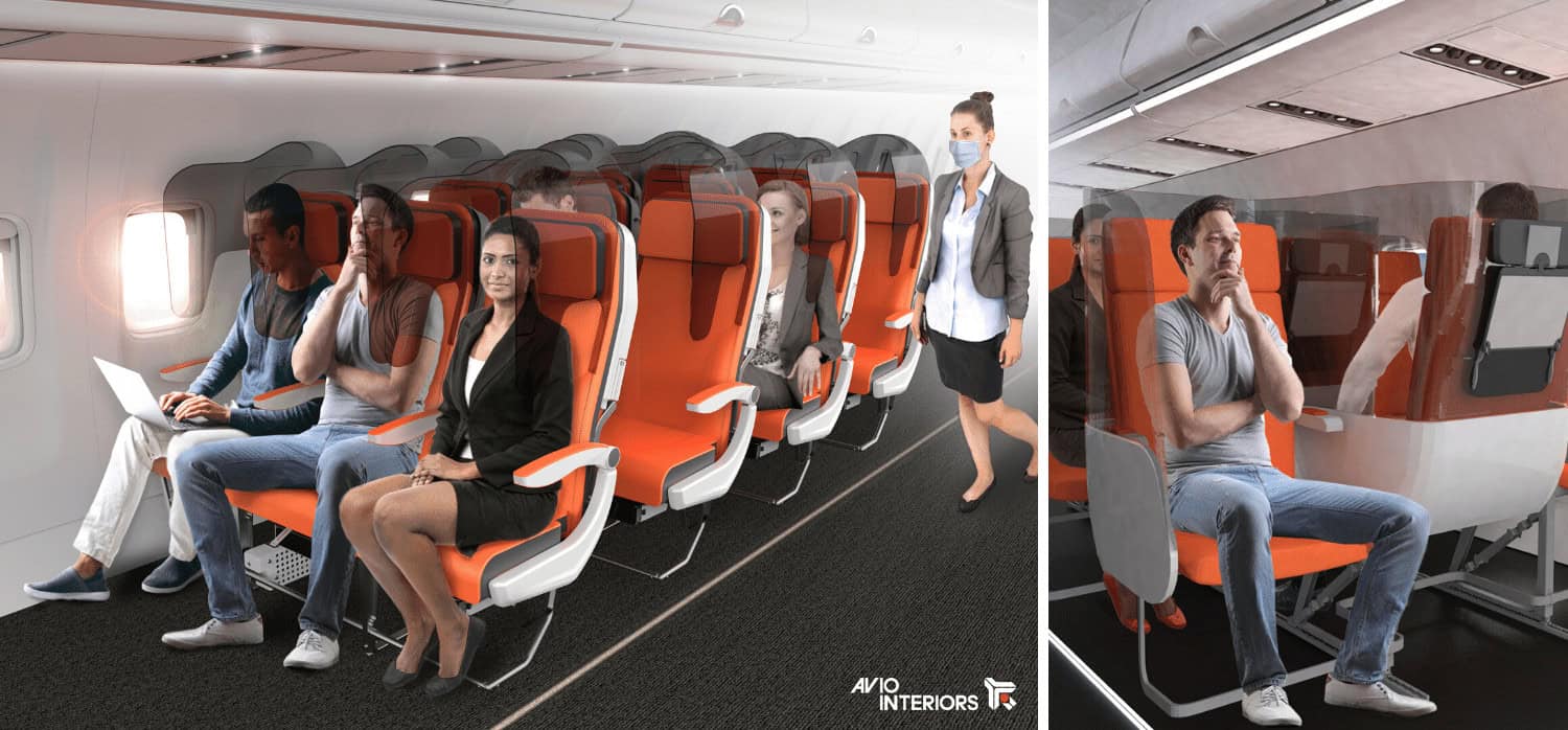 Aeroplane seats designed to protect from coronavirus