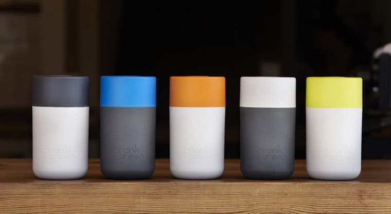 Reusable coffee cup in standard barista sizes