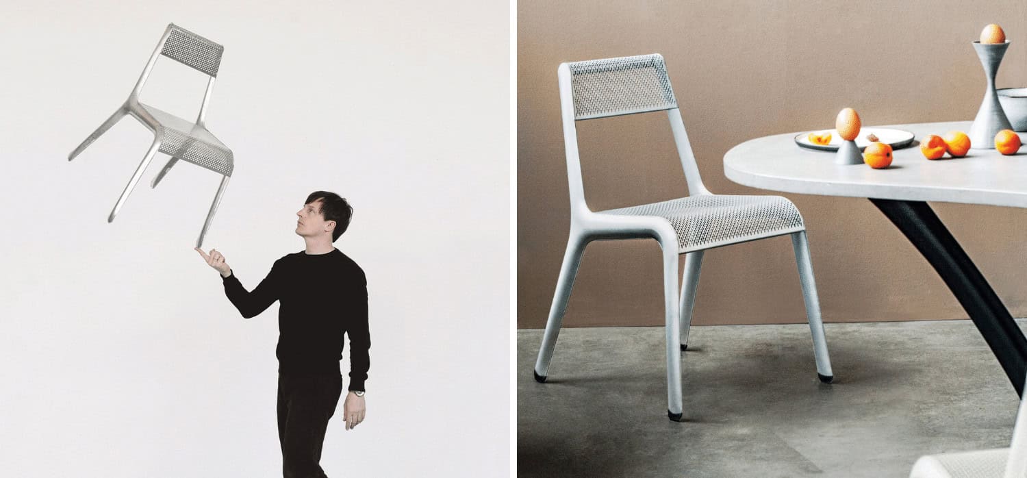 An inflated aluminium chair that is extremely light and stable