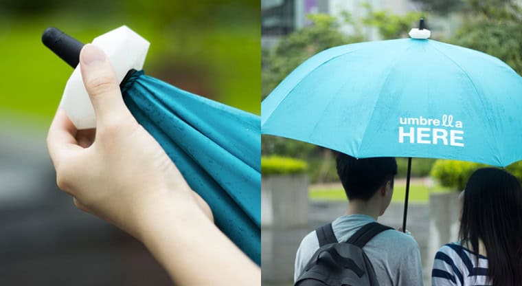 Knuckle duster-shaped umbrella handle lets users text on the go